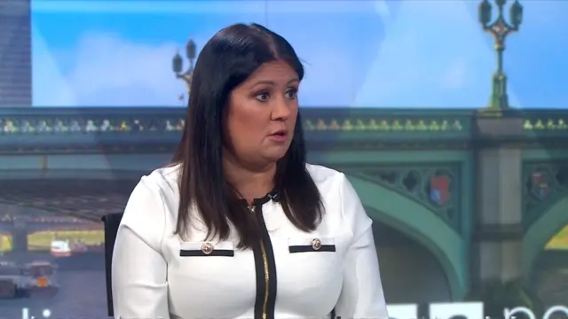 Nandy, wearing a white jacket, speaks on the Politics Live programme