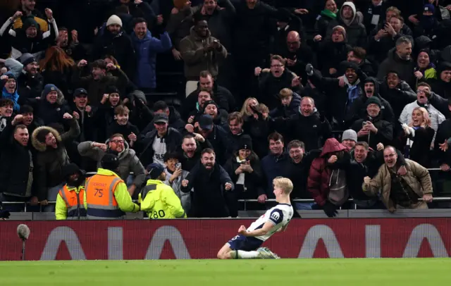 Lucas Bergvall celebrates