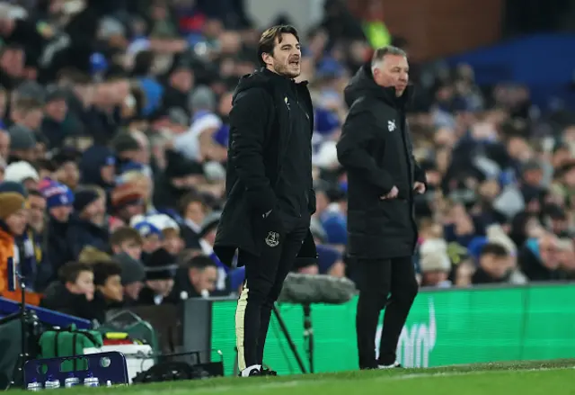 Leighton Baines, Interim Manager of Everton, reacts