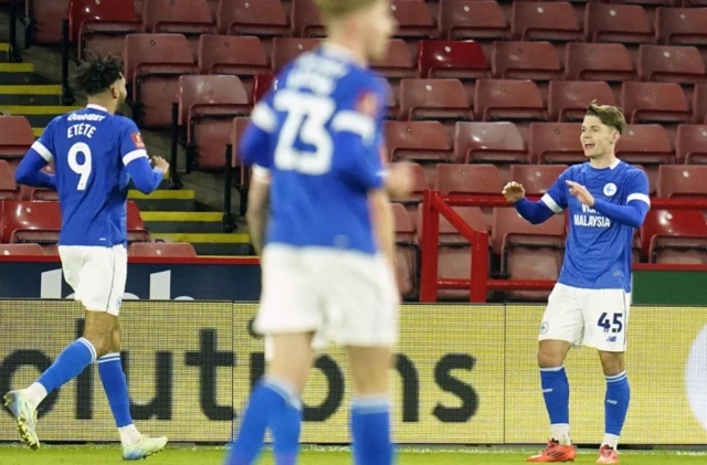 Cardiff City's Cian Ashford (right) celebrates