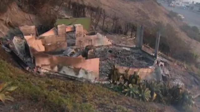 Burnt down ruins of a house