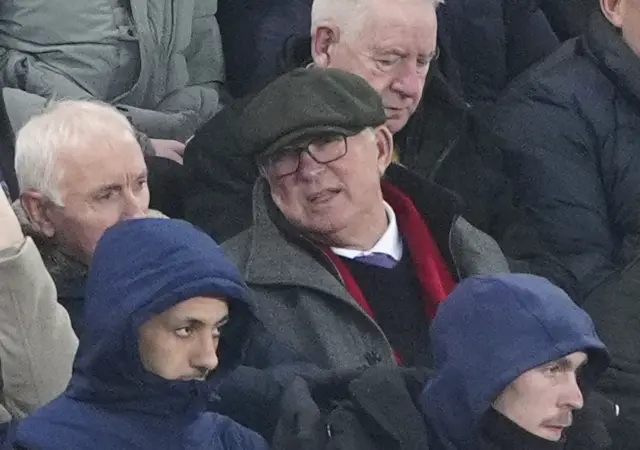 Sir Alex Ferguson in the stands at Goodison Park