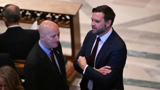 US Vice President-elect JD Vance arrives for the State Funeral Service for former US President Jimmy Carter at the Washington National Cathedral in Washington, DC, on January 9,