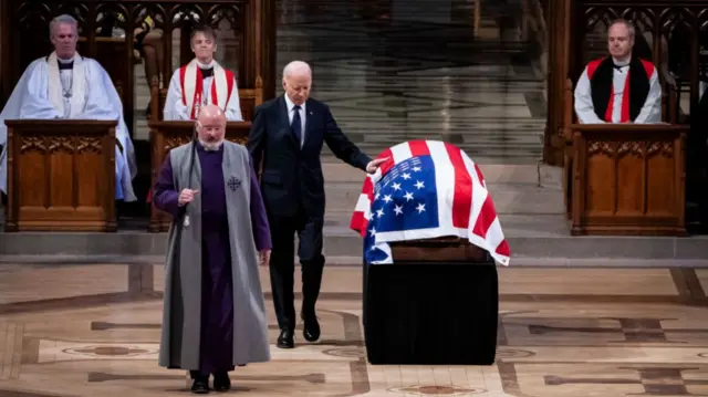 Joe Biden after delivering his eulogy