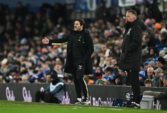 Leighton Baines, Interim Manager of Everton, gestures