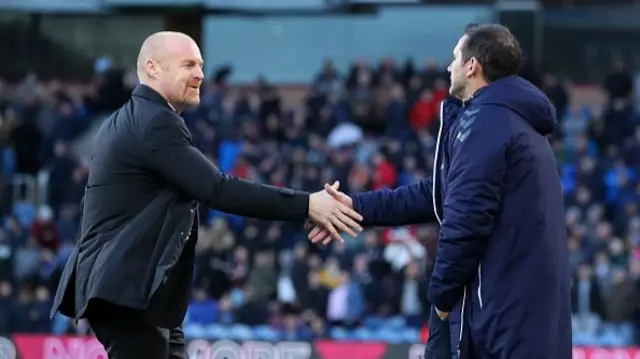 Sean Dyche shakes Frank Lampard's hand