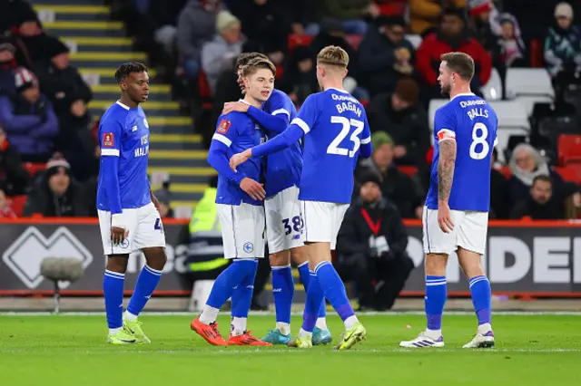 Cian Ashford of Cardiff City celebrates