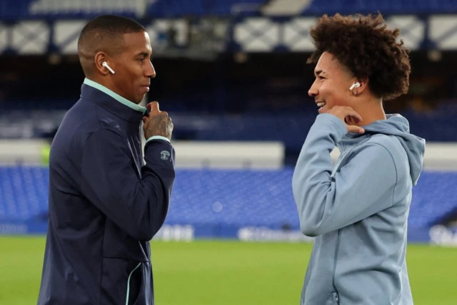 Everton's Ashley Young with his son Peterborough United's Tyler Young