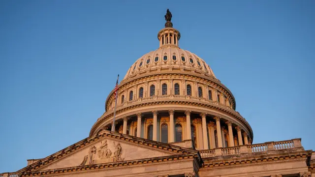 Capitol Hill is seen in the early morning light