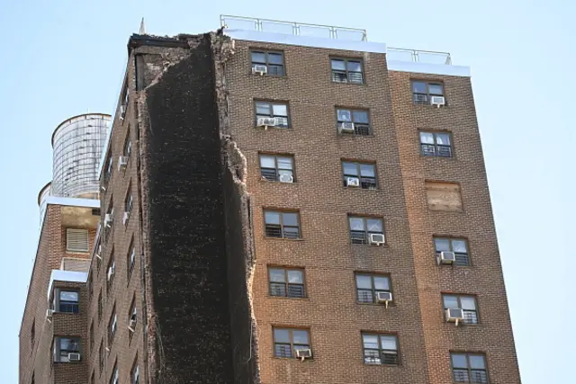 A view of the partial collapse of Bronx apartment building at 205 Alexander Avenue in Bronx