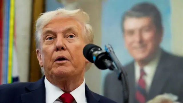 Donald Trump is seen in closeup