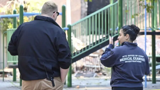 Members of the FDNY and Office of the Chief Medical Examiner work the scene where a confirmed building collapse transpired at 205 Alexander Avenue in Bronx