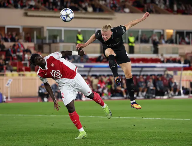 Haaland scoring a header