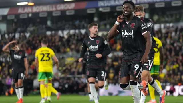 Josh Maja celebrates scoring
