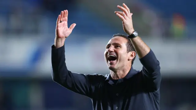 Coventry boss Frank Lampard celebrating their win at Millwall