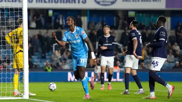 Haji Wright celebrates scoring