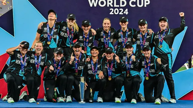 New Zealand with Women's T20 World Cup trophy