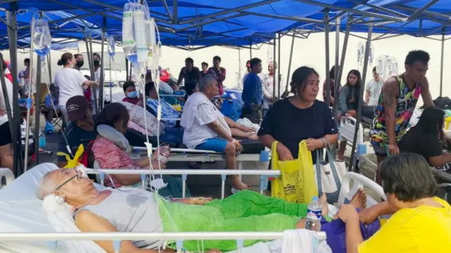 Patients are being treated outside as aftershocks are still happening