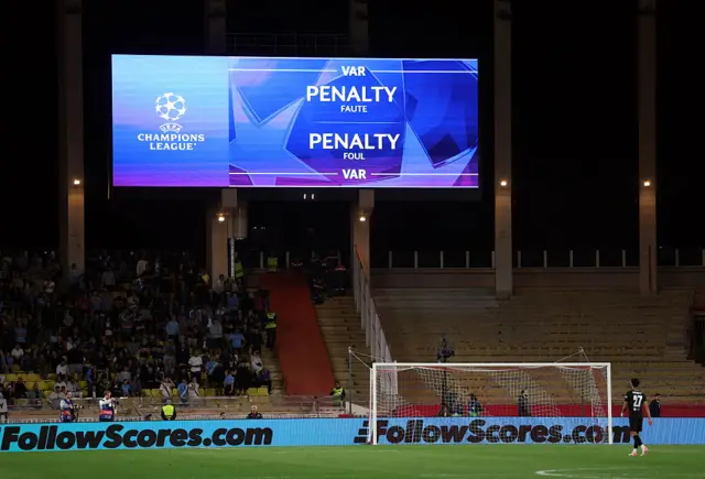 Big screens in the ground saying penalty