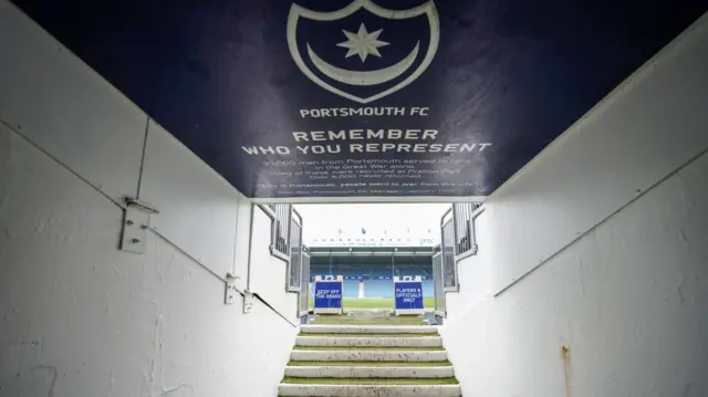 A photo taken from the tunnel at Fratton Park stadium