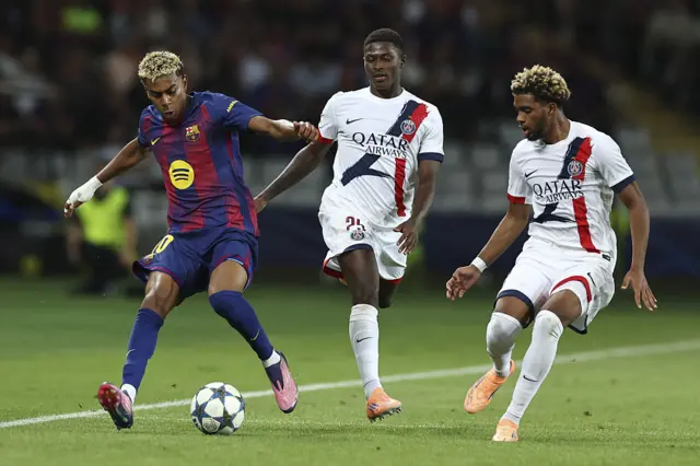 Lamine Yamal on the ball for Barcelona