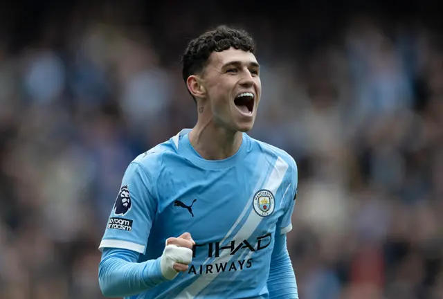 Phil Foden celebrates for Manchester City