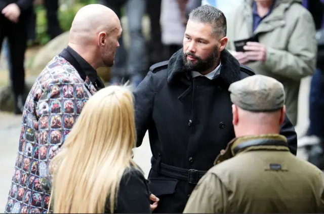 Tyson Fury and Tony Bellew outside the cathedral