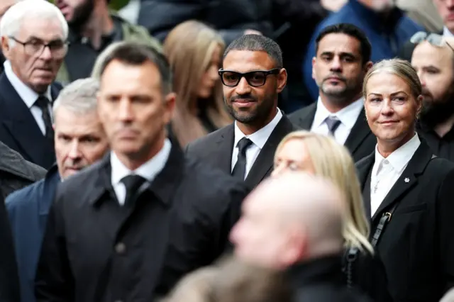 Former boxer Kell Brook arrives ahead of the funeral service for Ricky Hatton