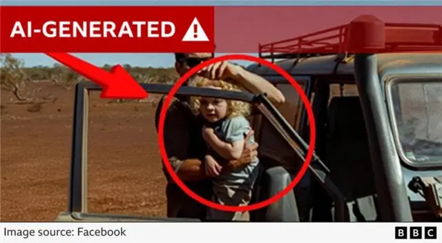 BBC Verify annotates an AI-generated image circulating about this incident.