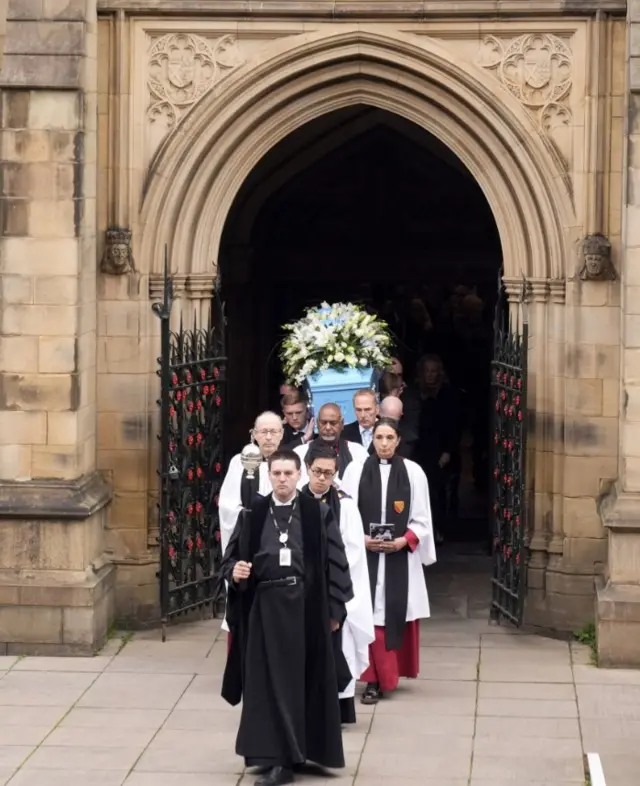 The coffin of Ricky Hatton is carried out of Manchester Cathedral