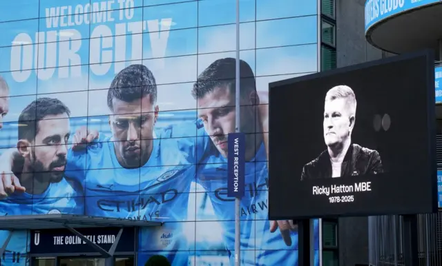 A view of a tribute at the Etihad Stadium