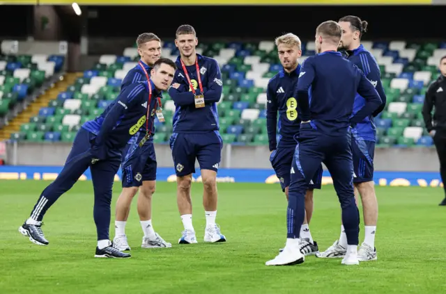 Northern Ireland players on the pitch