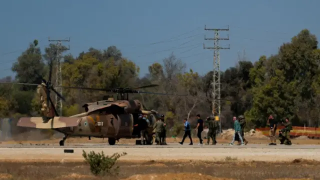 Witkoff and other officials board a camouflaged military helicopter in Israel