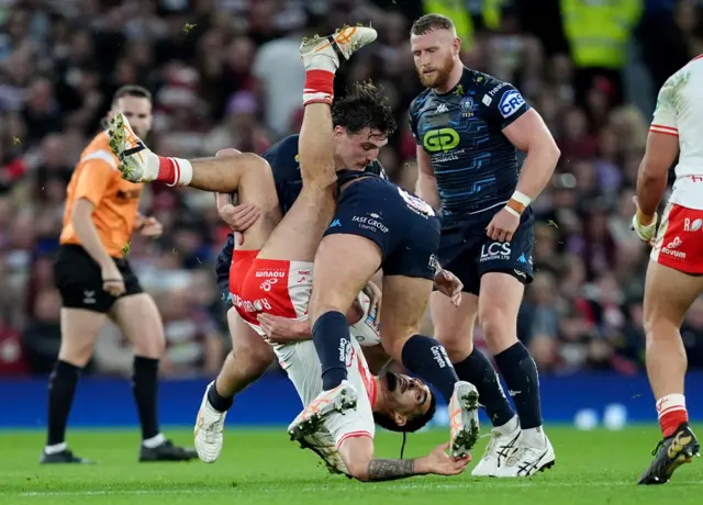 Brad O'Neill tackles Tyrone May