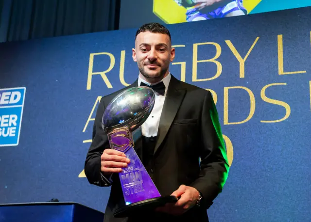 Jake Connor with the Super League Man of Steel trophy