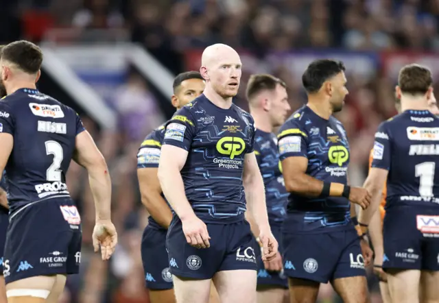 Wigan's Liam Farrell looks dejected after Hull KR's second try