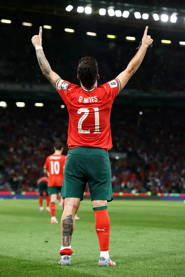 Ruben Neves celebrates his winner against the Republic of Ireland.