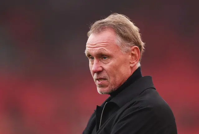 Andree Jeglertz, Manager of Manchester City, looks on prior to the Barclays Women's Super League match between Liverpool and Manchester City at Anfield