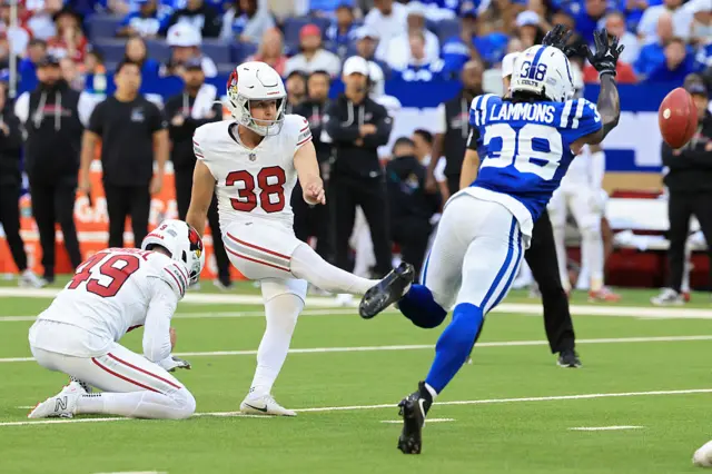 Chad Ryland kicks a field goal
