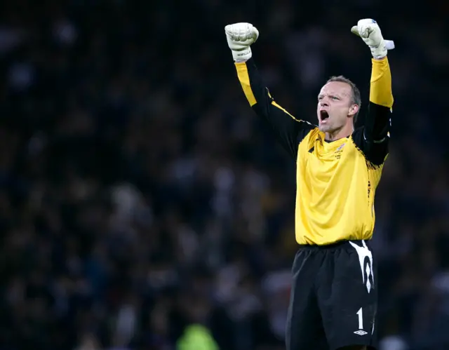 Maik Taylor celebrates