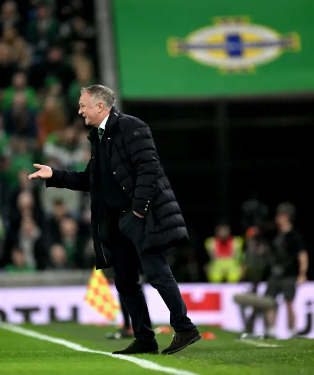 Michael O'Neill during the match between Northern Ireland and Germany