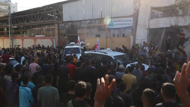 Red Cross vehicle seen in Gaza