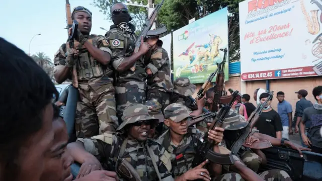 Soldiers operate during an anti-government protest in Antananarivo, Madagascar, 11 October 2025