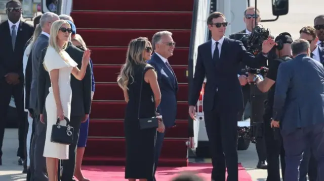 Witkoff (centre) is part of the US delegation that just arrived in Israel