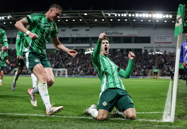 Trai Hume celebrates