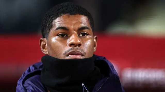 Marcus Rashford of England looks on