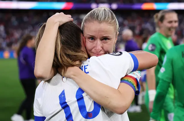 England players celebrating Euros win