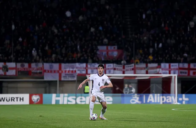 Declan Rice of England runs with the ball