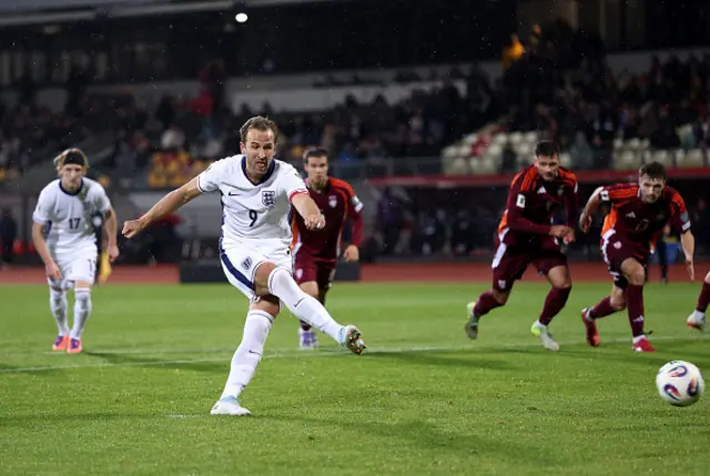 Harry Kane of England scores a penalty