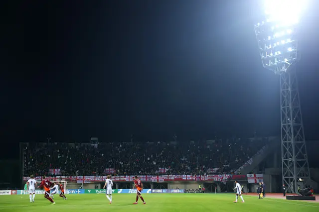 General view inside the stadium as the fans of England